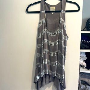 Sequin silver / grey wave tank